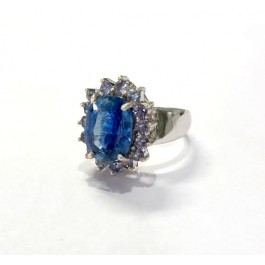 Natural Blue Kyanite gemstone Ring Designer Rings Silver Pretty Rings